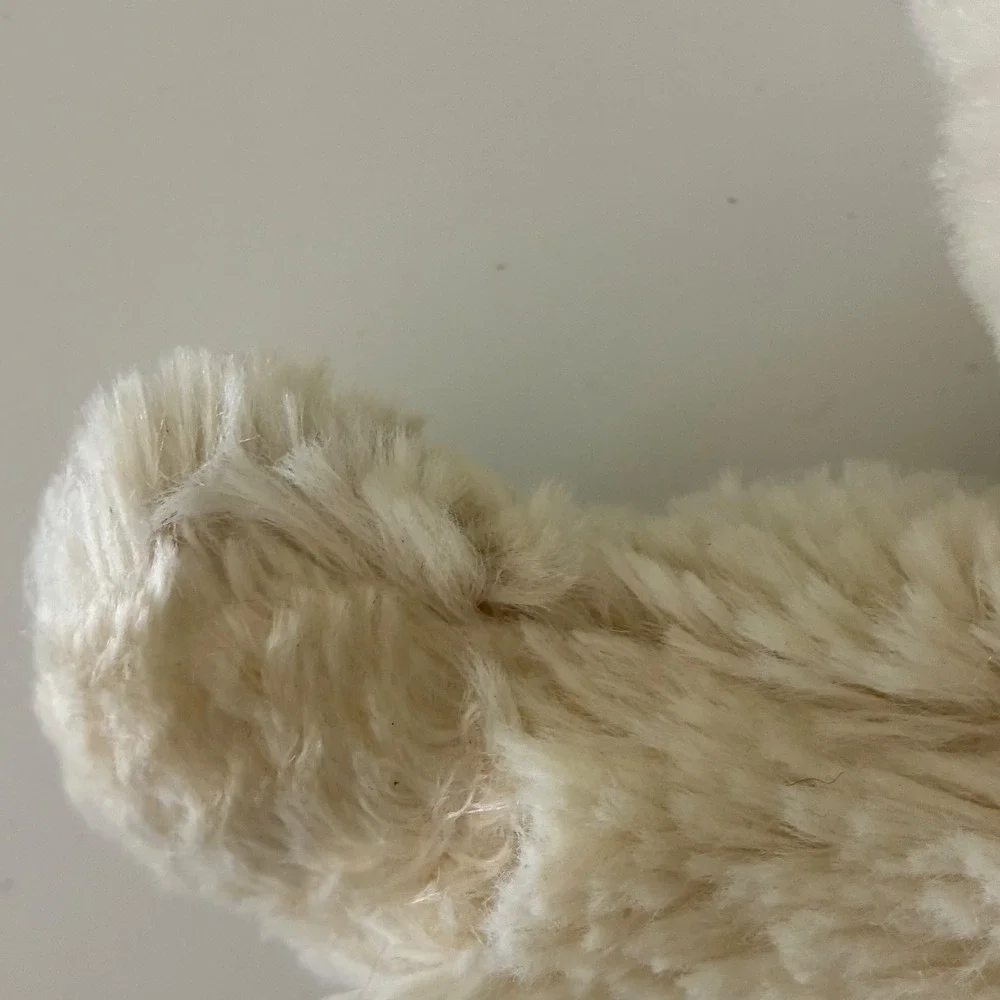 Aurora World Belle Cream Shaggy Teddy Bear Bow Plush Stuffed Animal 12 inch